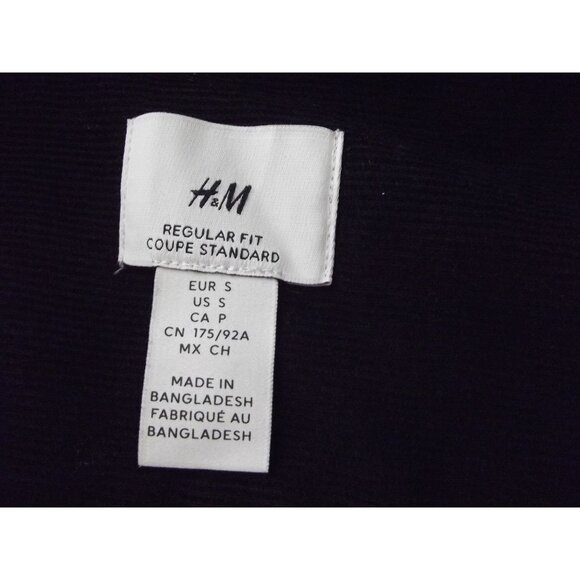 H&M Shirt Mens Size Small Regular Fit Black Corduroy Button Down Collar - Picture 3 of 11